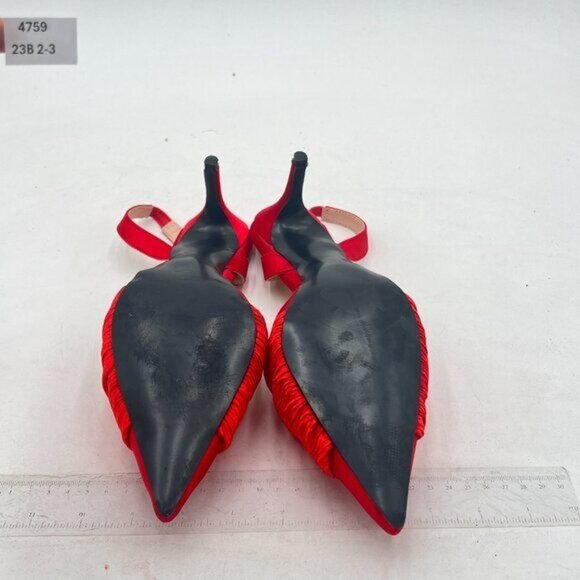 FSJ Women Classy Pointed Toe Low Kitten Heel Pumps Slingback Ankle Strap Heeled - Picture 8 of 8